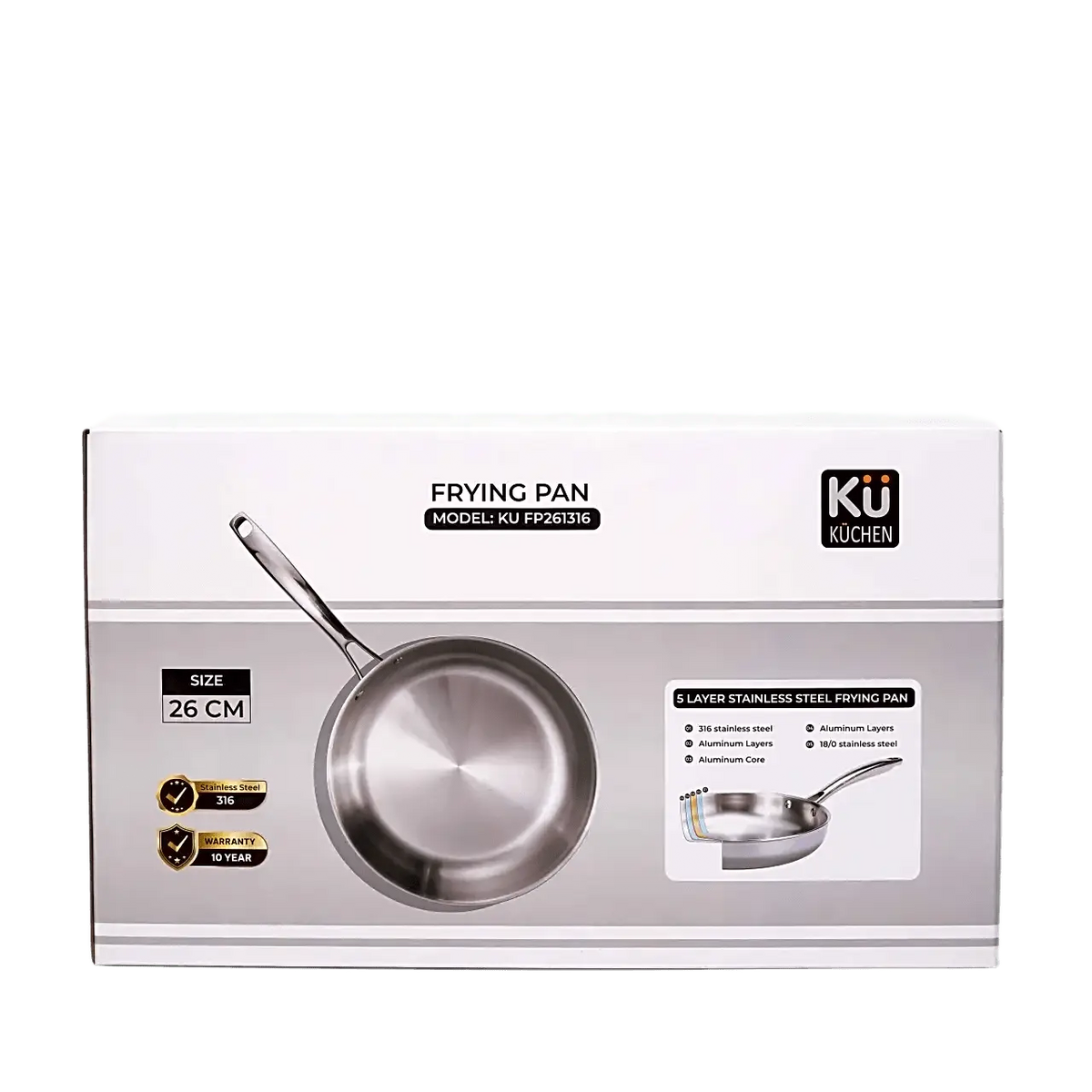 5-layer stainless steel frying pan KU Fp261316 26cm