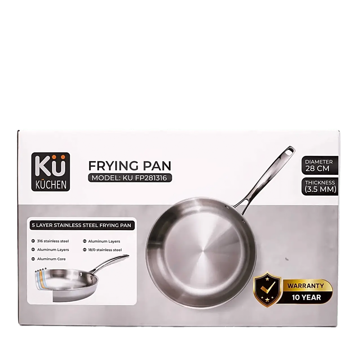 5-Ply Stainless Steel Frying Pan KU Fp281316