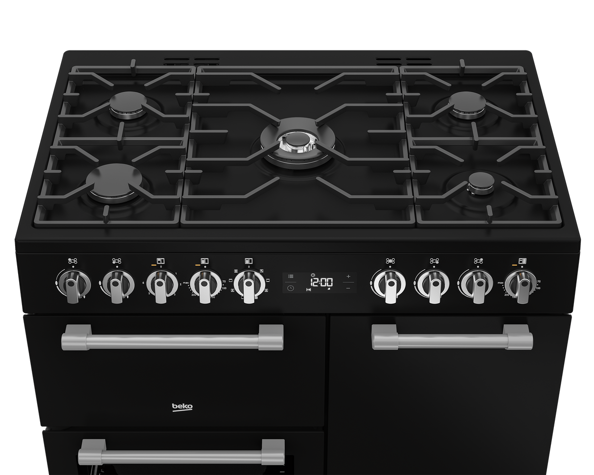 BEKO - BRC916GMB: Range Cooker (Multi-functional 90 cm Triple Cavity with Gas Cooktop) AF Home