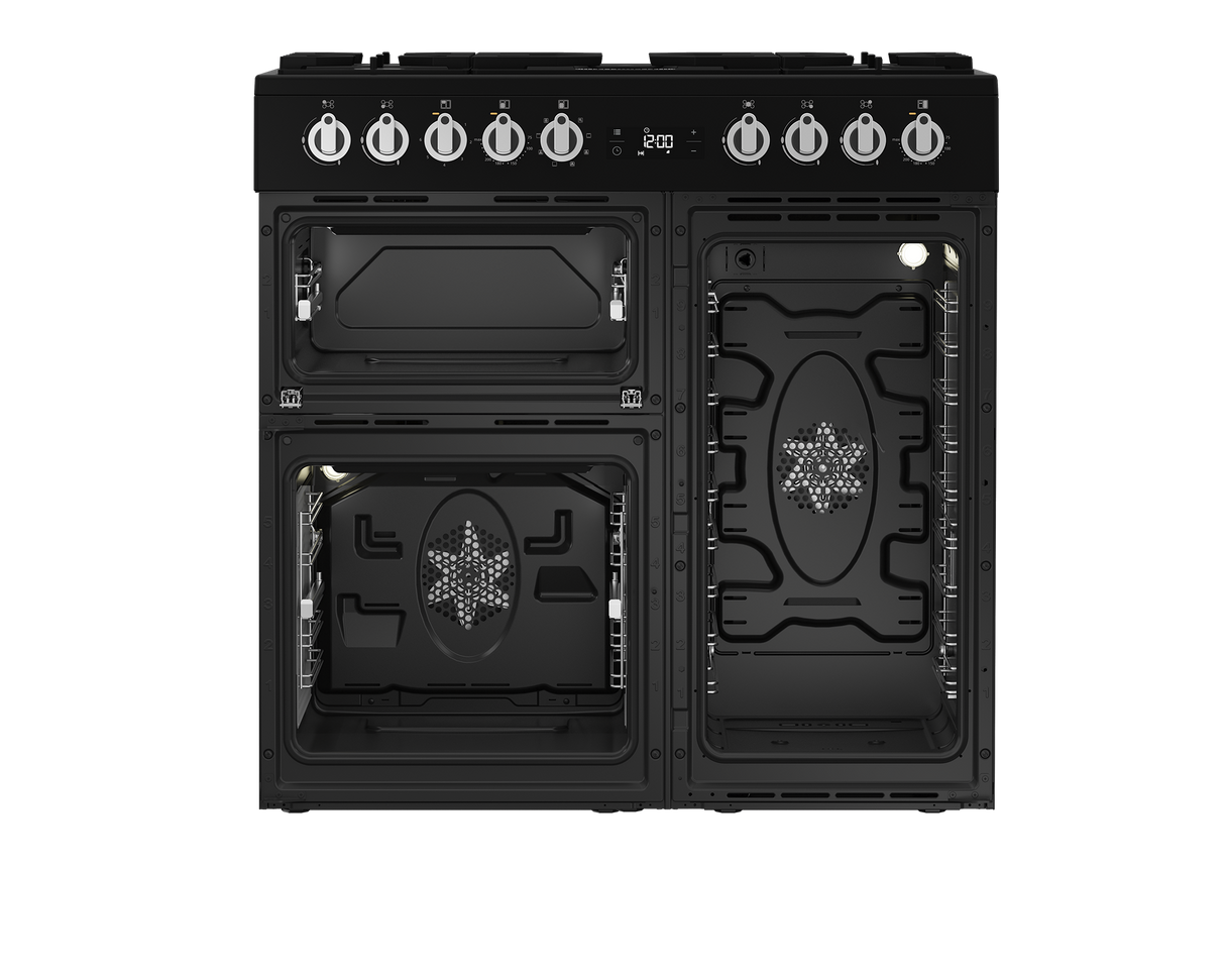 BEKO - BRC916GMB: Range Cooker (Multi-functional 90 cm Triple Cavity with Gas Cooktop) AF Home