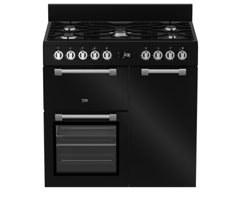 BEKO - BRC916GMB: Range Cooker (Multi-functional 90 cm Triple Cavity with Gas Cooktop) AF Home