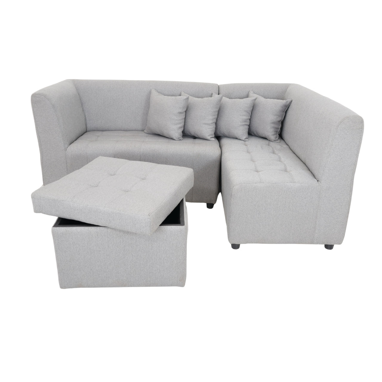RONNA L-Shape Fabric Sofa w/ Storage Ottoman AF Home