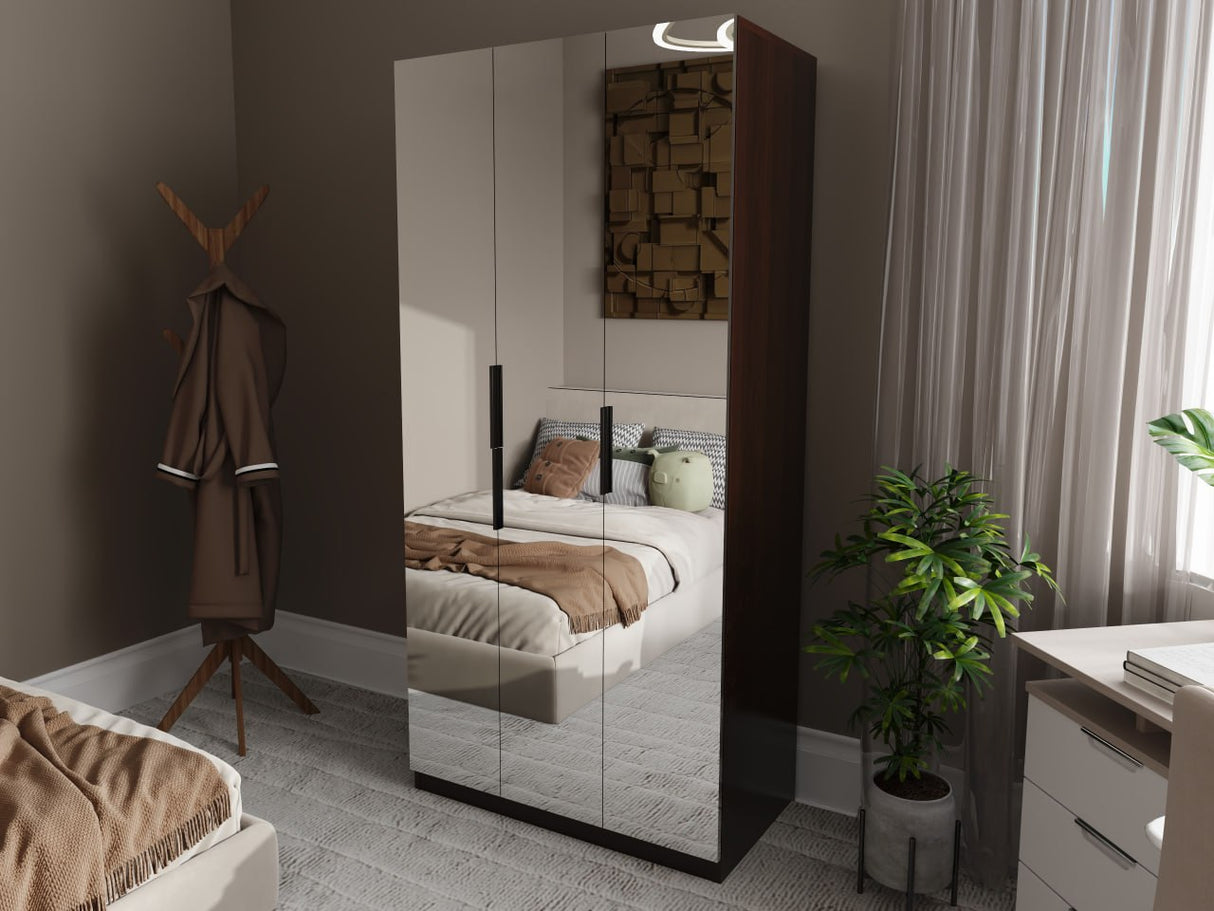 CARLTON Wardrobe with 3 mirror panel Affordahome