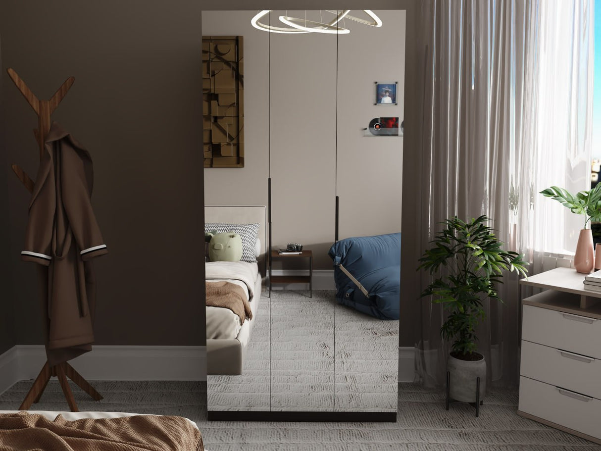 CARLTON Wardrobe with 3 mirror panel Affordahome