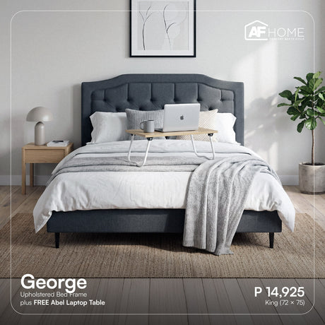 Flash Sale - George Upholstered Bed Frame + FREE Abel Laptop Table AF Home