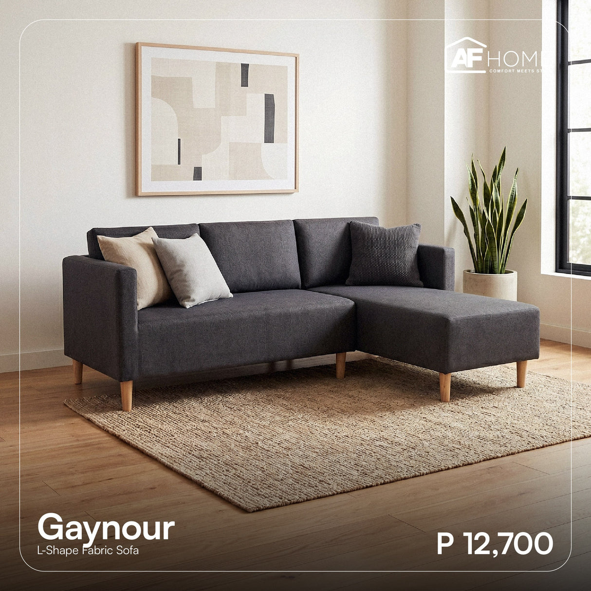 Gaynour L-Shape Fabric Sofa