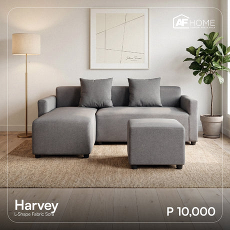 Harvey L-Shape Fabric Sofa Furnigo