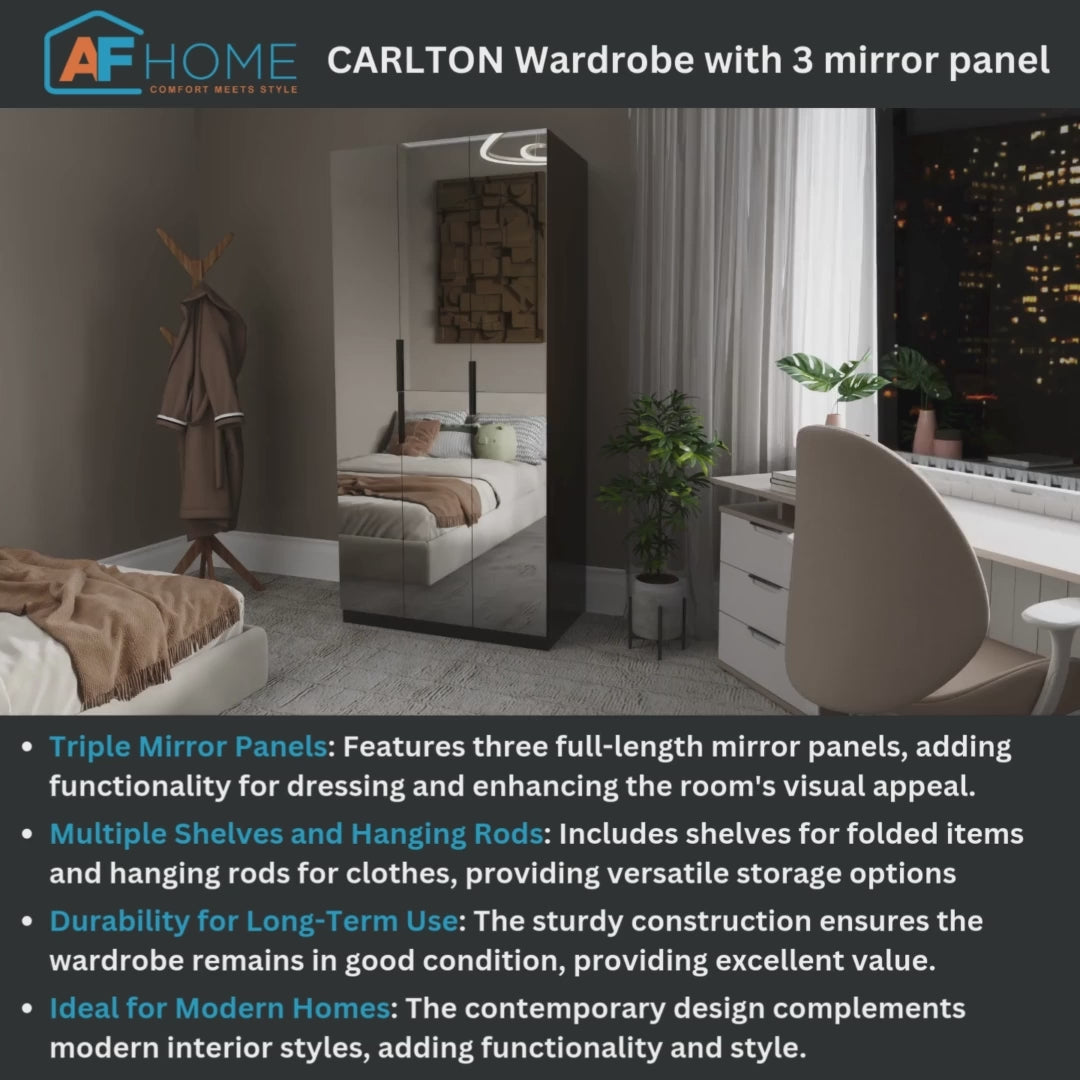 CARLTON Wardrobe with 3 mirror panel