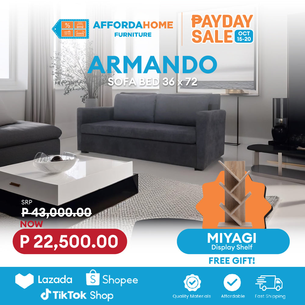 ARMANDO Sofa Bed | FREE MIYAGI DISPLAY SHELF | Payday Sale Furnigo