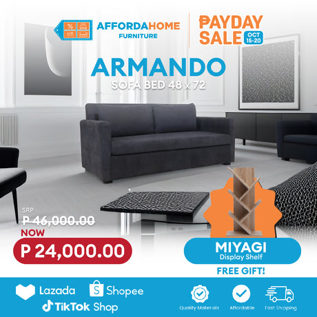 ARMANDO Sofa Bed | FREE MIYAGI DISPLAY SHELF | Payday Sale Furnigo