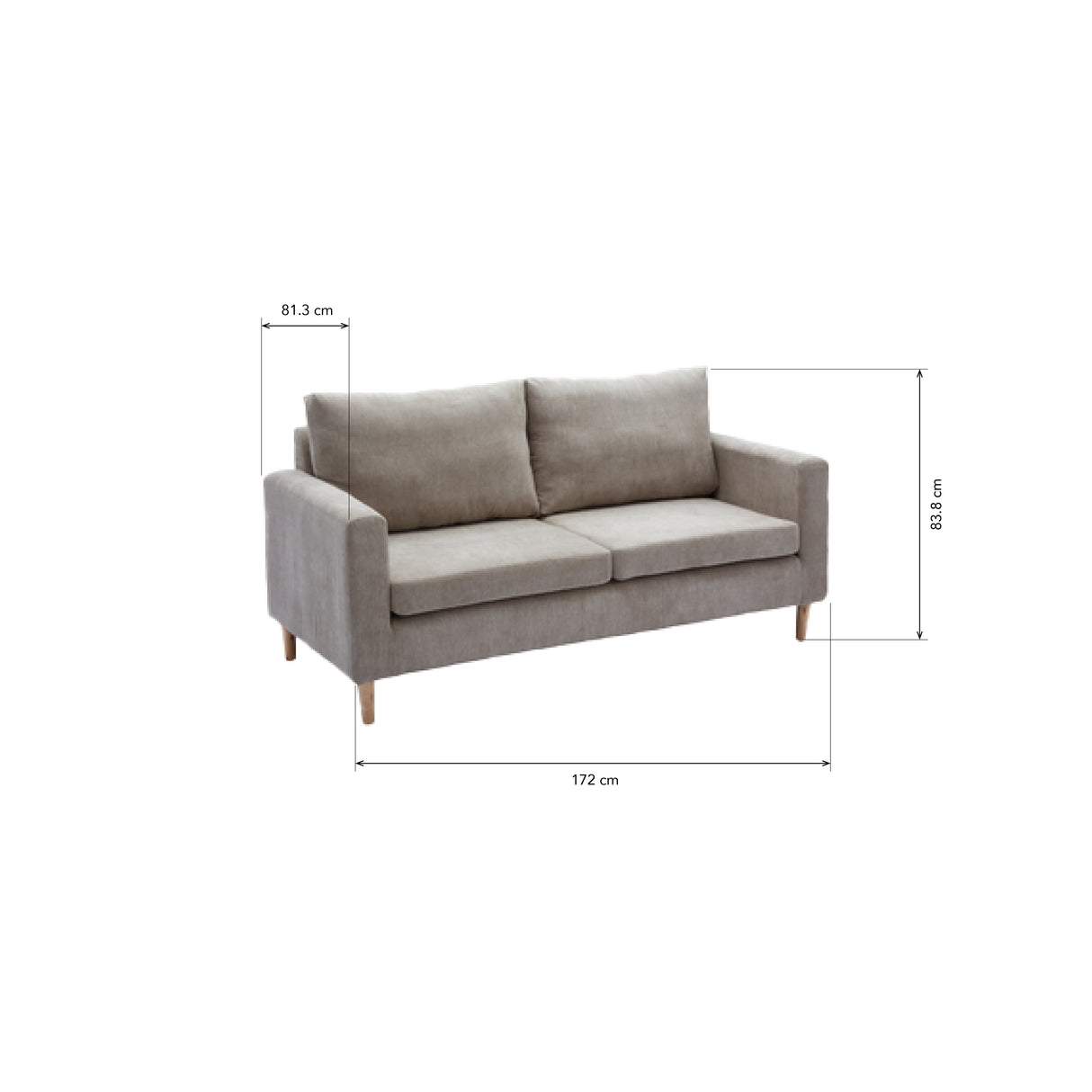 SANDY 3-Seater Fabric Sofa with Pillows Affordahome