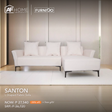 SANTON L-Shape Fabric Sofa + BENNY CENTER TABLE | FREE BERRY SMALL TEARDROP (RANDOM COLOR) | HOME FEST Furnigo