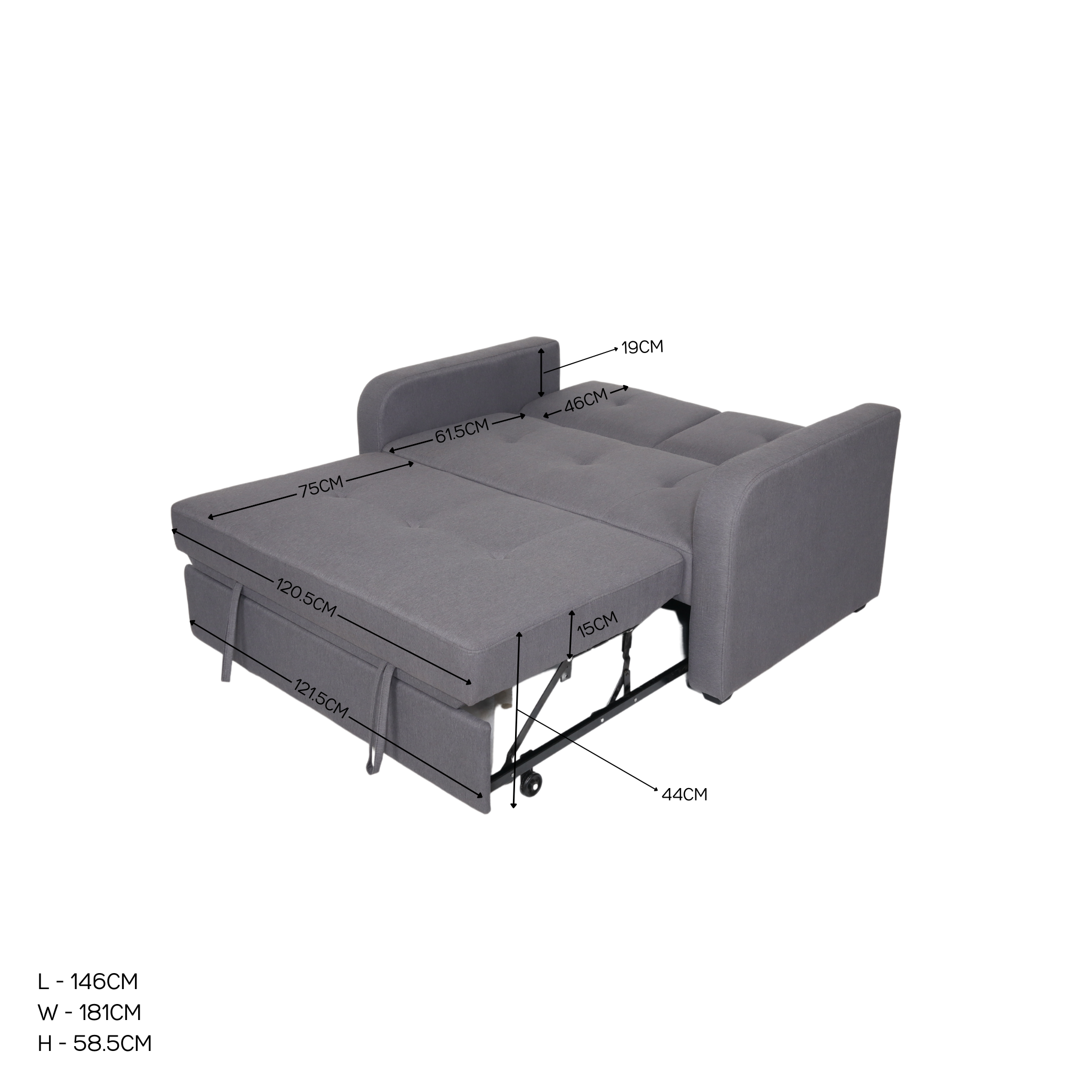 SKY Pullout Fabric Sofa Bed AF Home