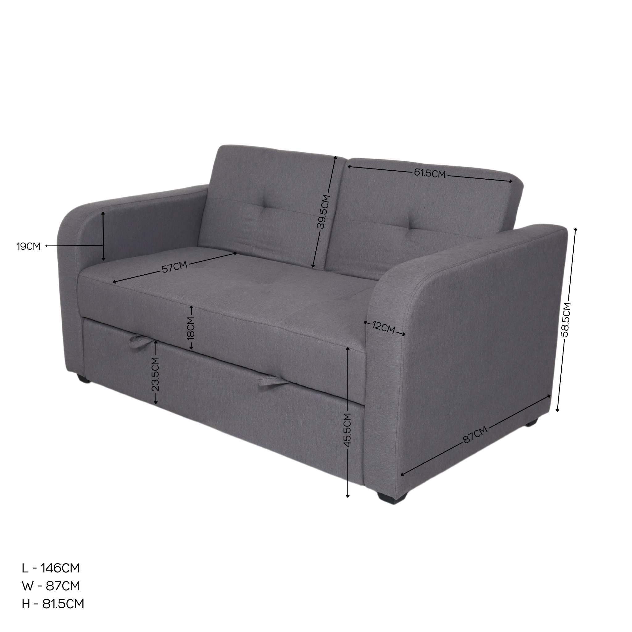 SKY Pullout Fabric Sofa Bed AF Home