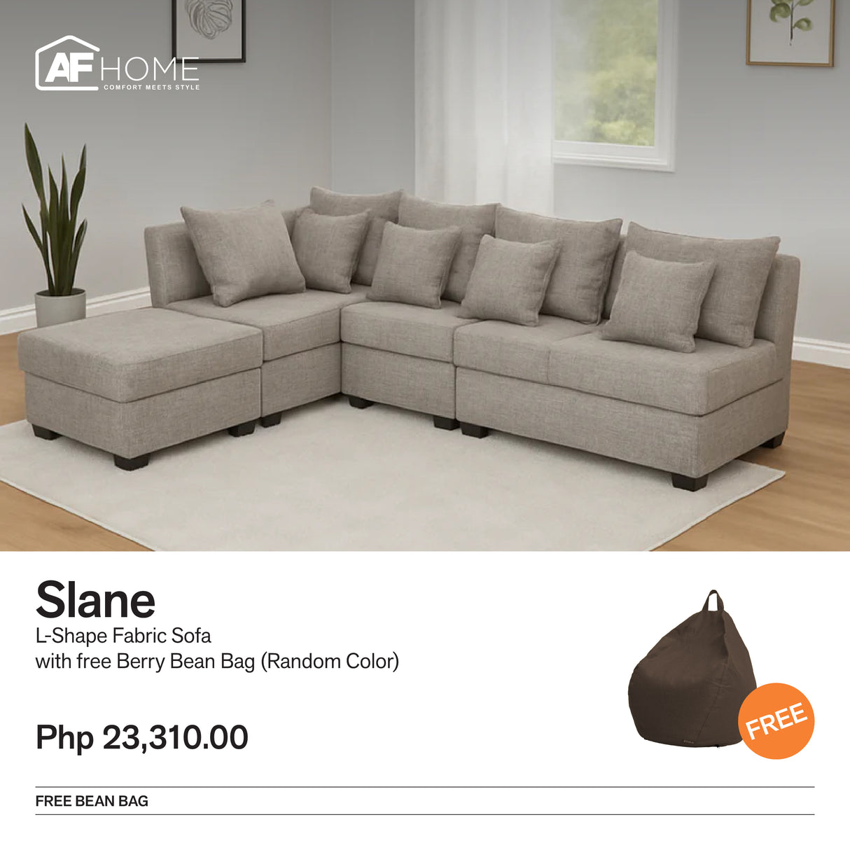 SLANE L-Shape Corner Fabric Sofa Furnigo