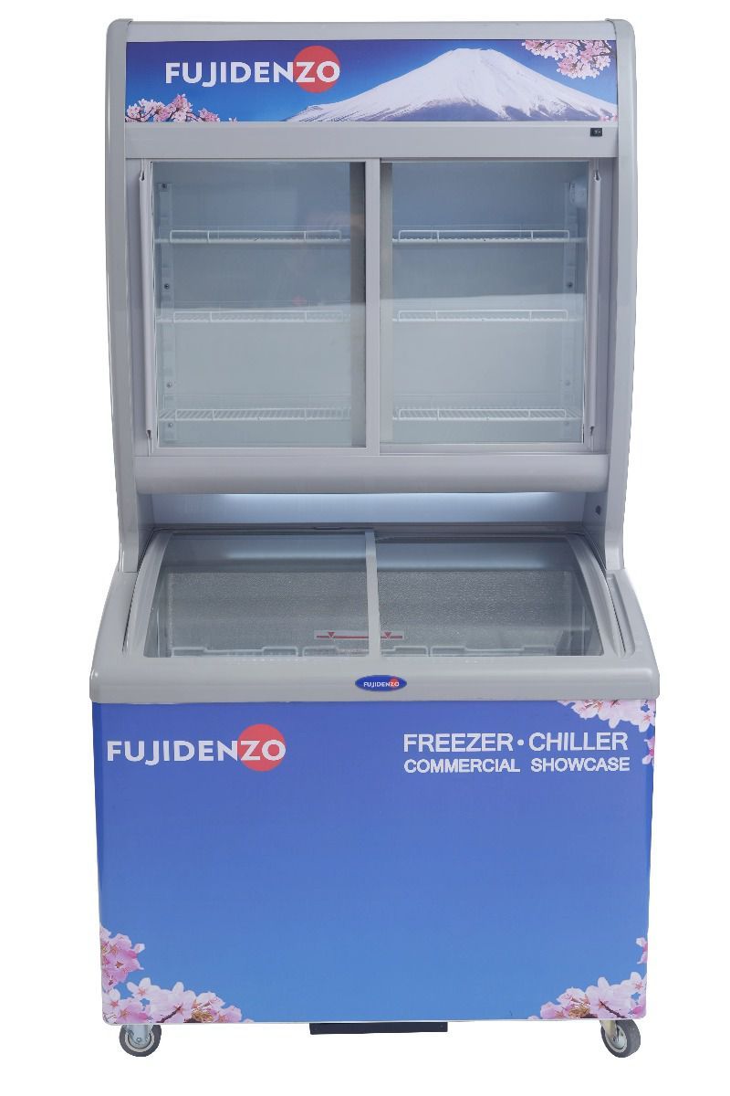 FUJIDENZO SUC-150ADF2 15 cu.ft Stacked Showcase Freezer and Chiller Fujidenzo