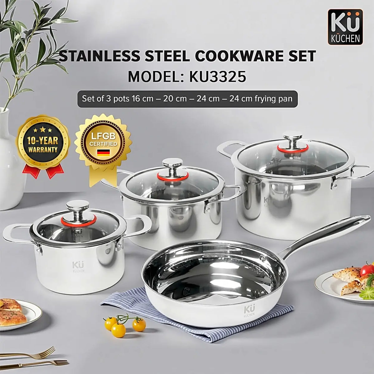 Premium Stainless Steel Cookware Set KU3325