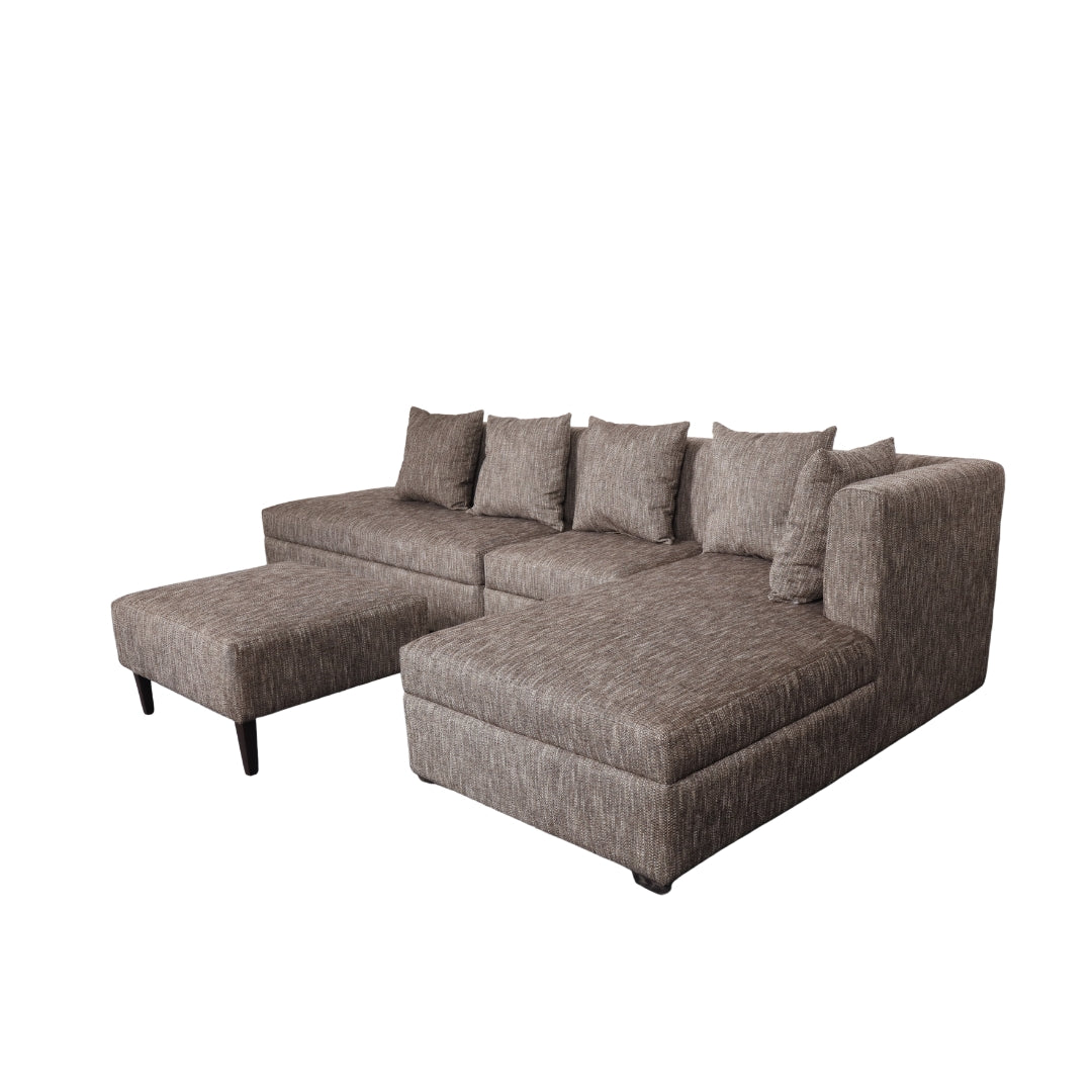 RUSSEL L-Shape Fabric Sofa w/ Ottoman AF Home
