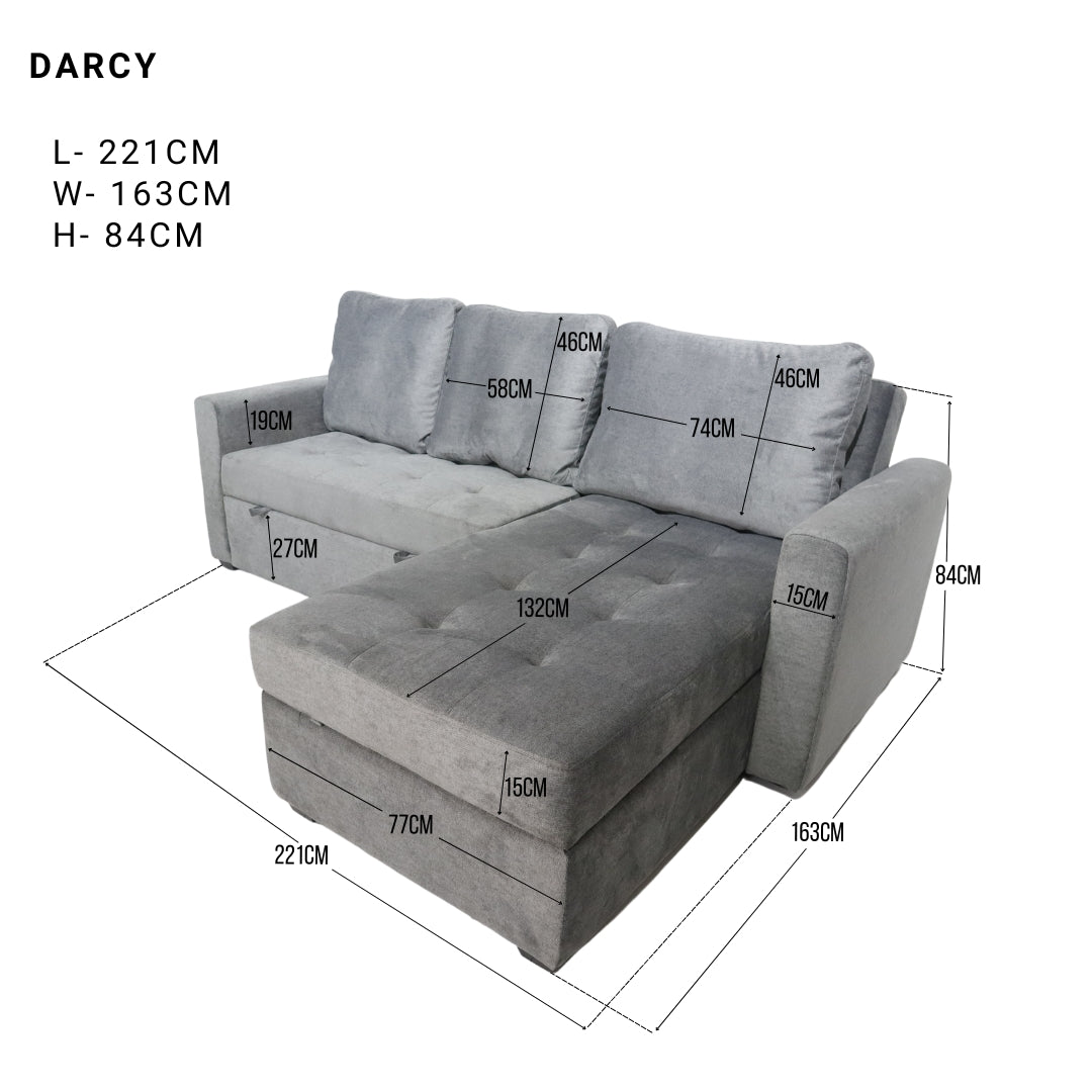 DARCY Sofabed with Storage Chaise Furnigo