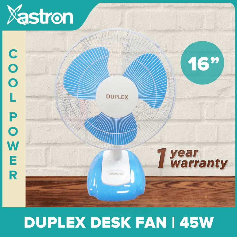 ASTRON DUPLEX 16" DESK FAN PLASTIC BLADE Astron