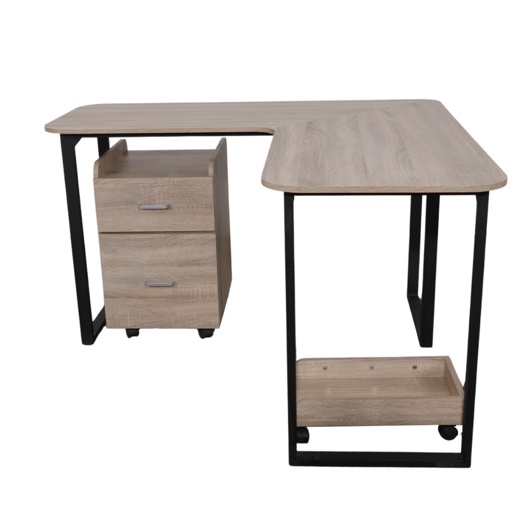 OXFORD L-Shape Office Table with CPU Tray and Mobile Cabinet Affordahome