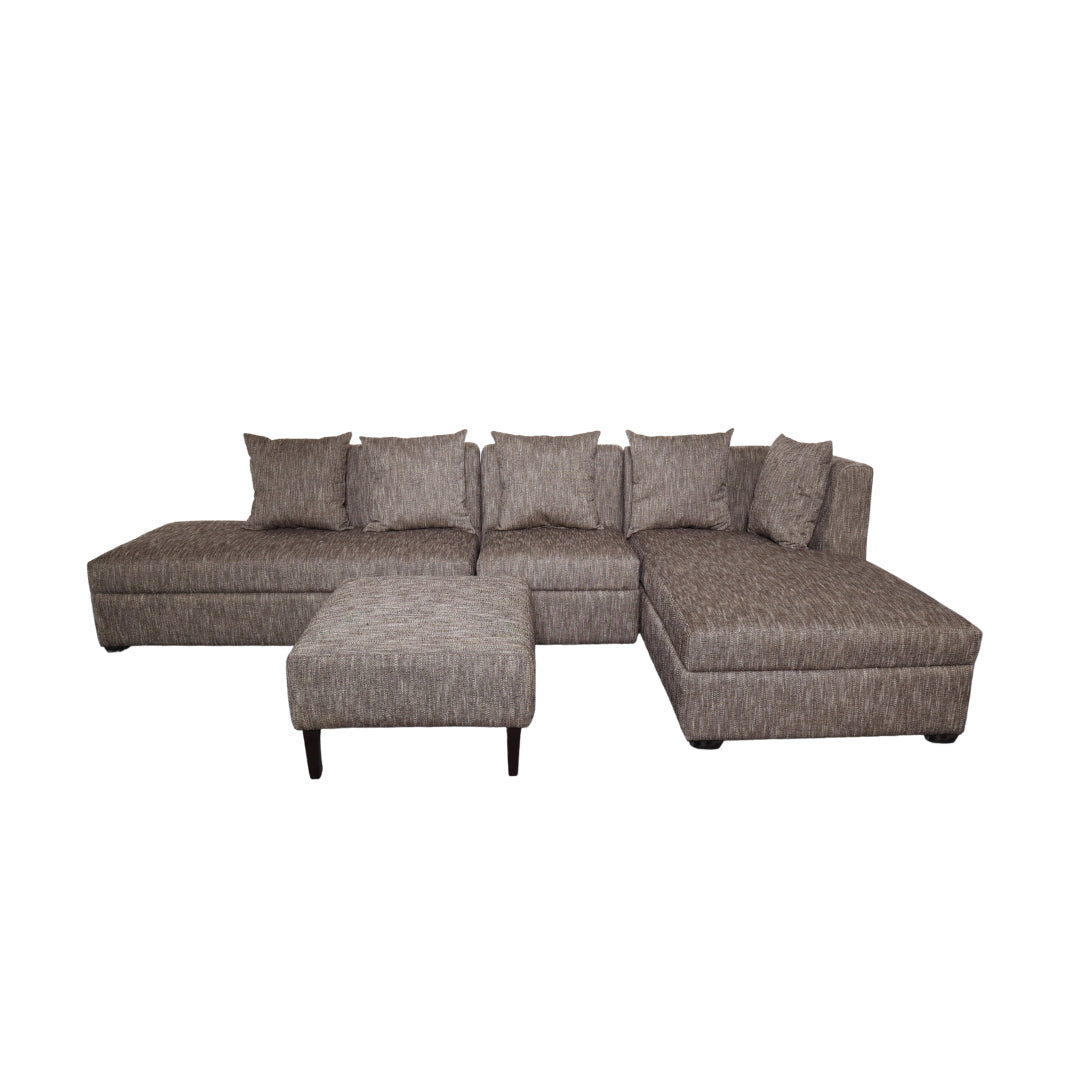 RUSSEL L-Shape Fabric Sofa w/ Ottoman Furnigo