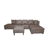 RUSSEL L-Shape Fabric Sofa w/ Ottoman Furnigo