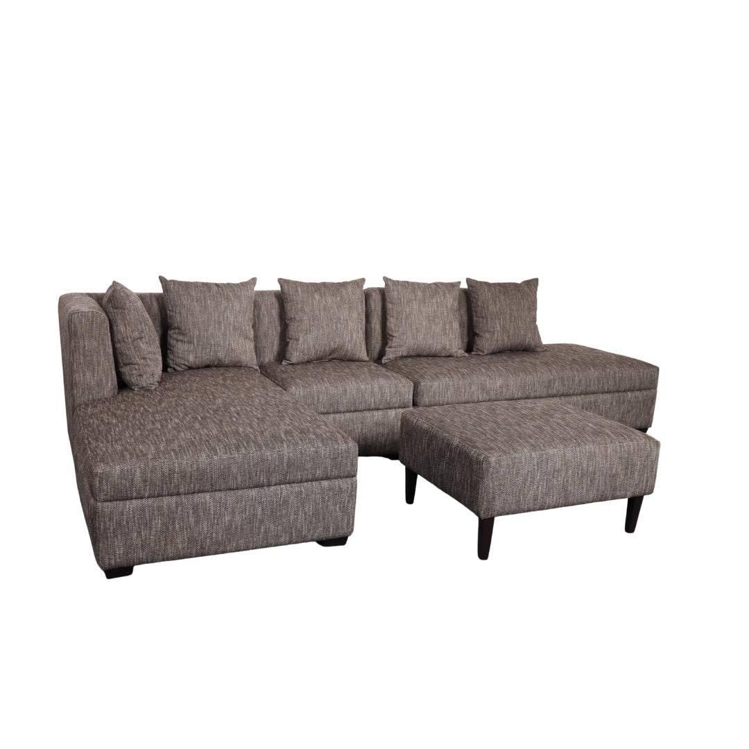 RUSSEL L-Shape Fabric Sofa w/ Ottoman Furnigo