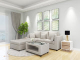 ANGELO Fabric Sofa Set with Ottoman and Glass Top Table Furnigo