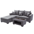 ANGELO Fabric Sofa Set with Ottoman and Glass Top Table Furnigo