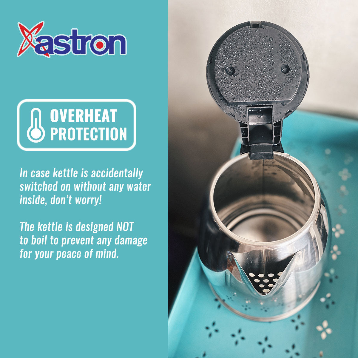 ASTRON 1.8L Electric Kettle/Espresso Pot (Silver) Astron