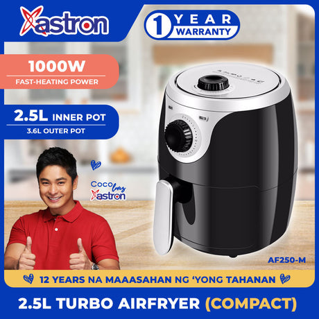 ASTRON AF250-M 2.5L IINERPOT, 3.6L OUTERPOT AIRFRYER COMPACT (1000W) Astron