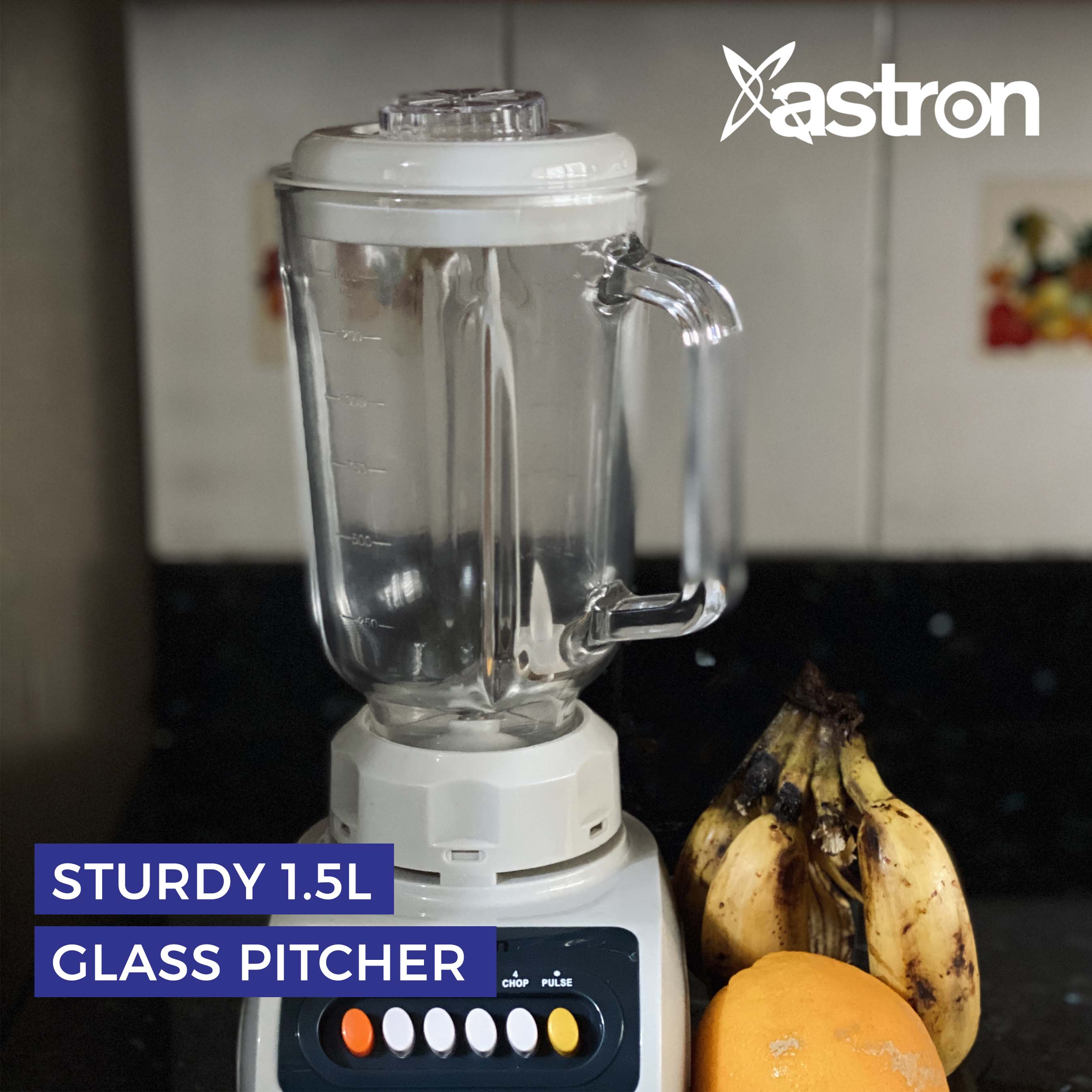 ASTRON BL-153 Blender with 1.5L Glass Jug (White) Astron