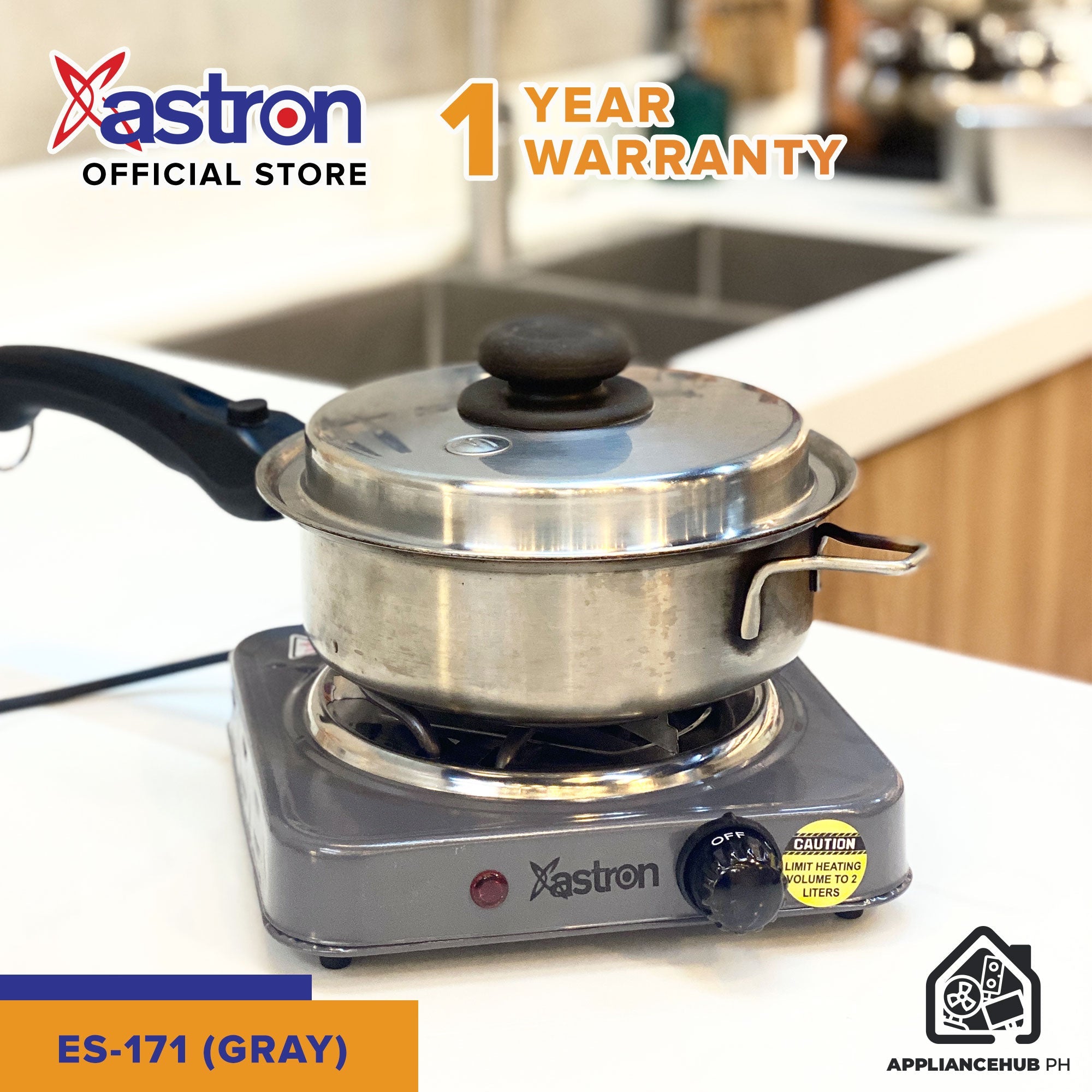 ASTRON ES-171 Single Burner Portable Electric Stove (Gray) (1000W) Astron
