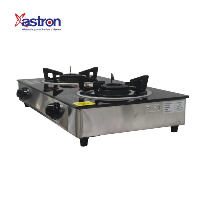 ASTRON GS-2020 Extra Heavy Duty Double Burner Gas Stove with Tempered Glass Top Astron
