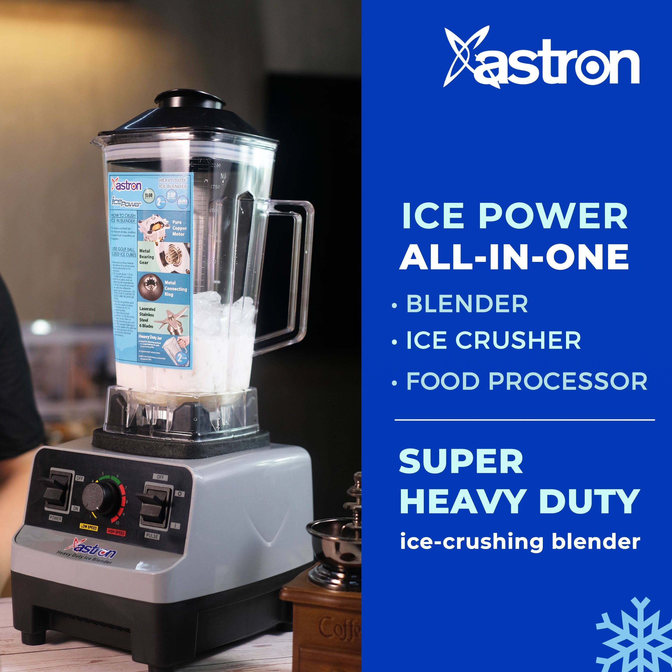 ASTRON Ice Power Heavy Duty Ice-Crushing Blender (1500W) (2L Capacity) Astron