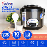ASTRON JRC-181 1.8L Stainless Steel Rice Cooker w/ Steamer 10 Cups Astron