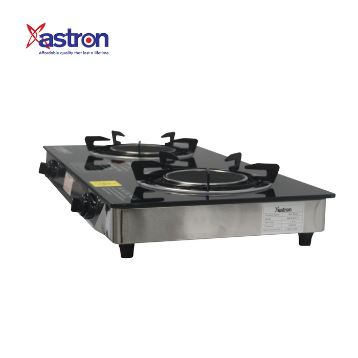 ASTRON MAXHEAT2 Double Burner Ceramic Gas Stove with Tempered