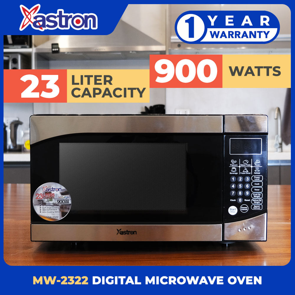 ASTRON MW-2322 23L Stainless Digital Microwave Oven (900W) 1 Year Warranty Astron