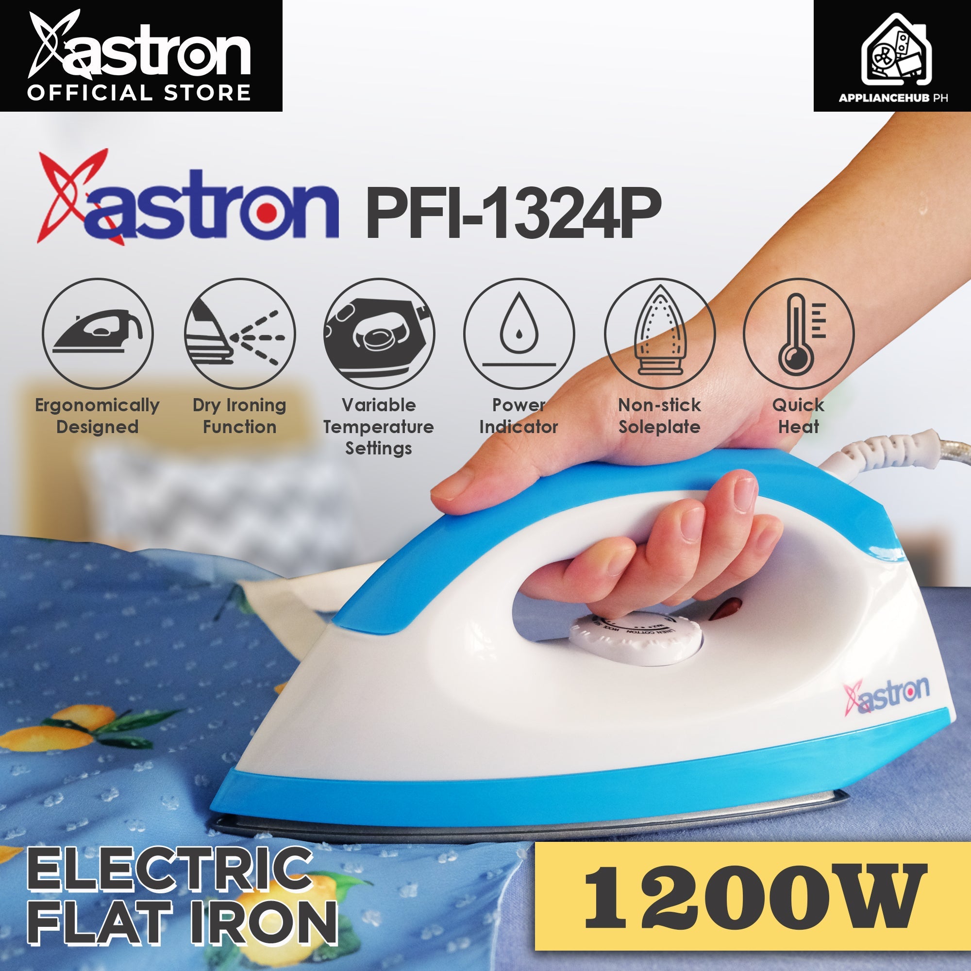 ASTRON PFI-1324P Electric Flat Iron (1200W) Astron