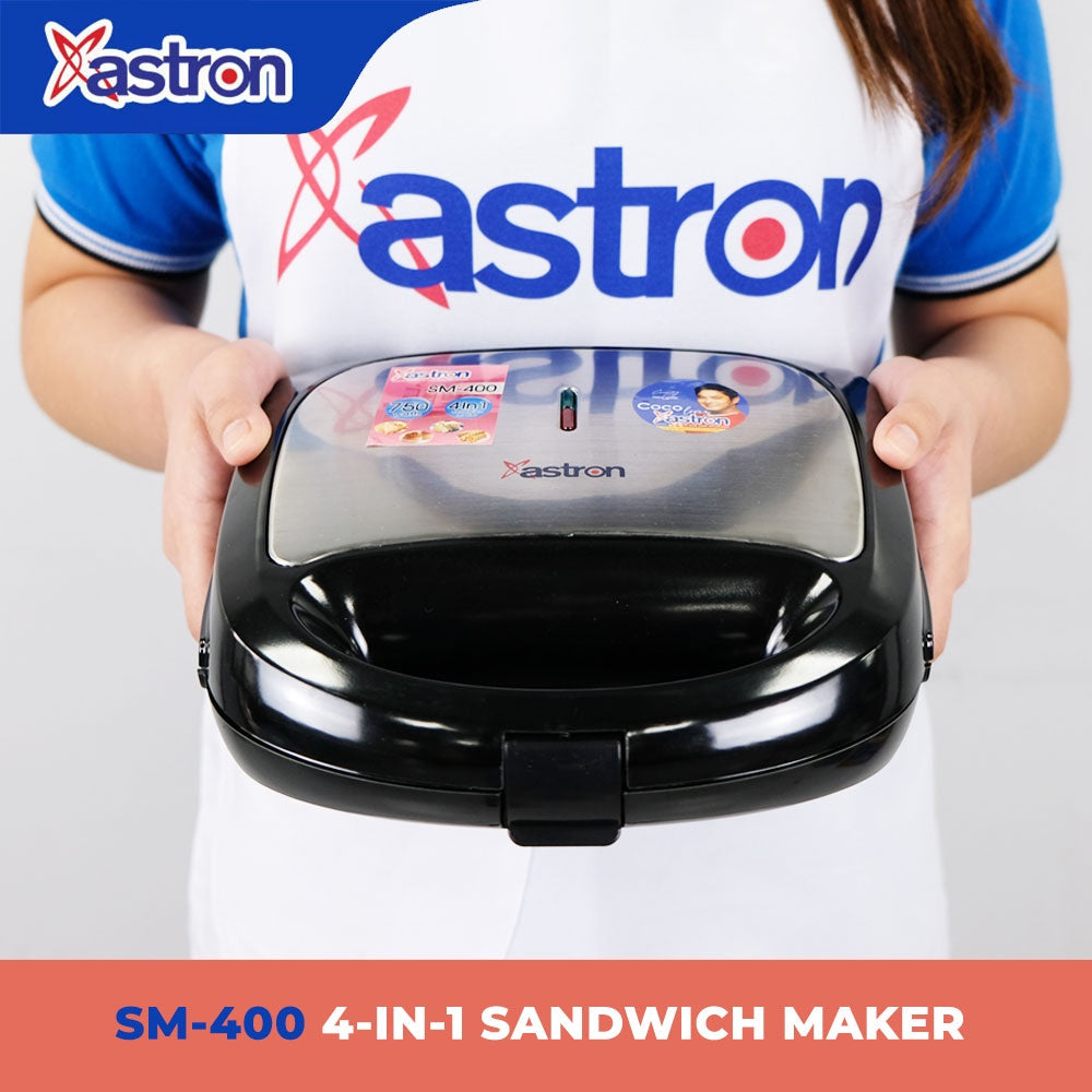 ASTRON SM-400 4-in-1 Sandwich Maker | 750W | 4 interchangeable metal blade Astron