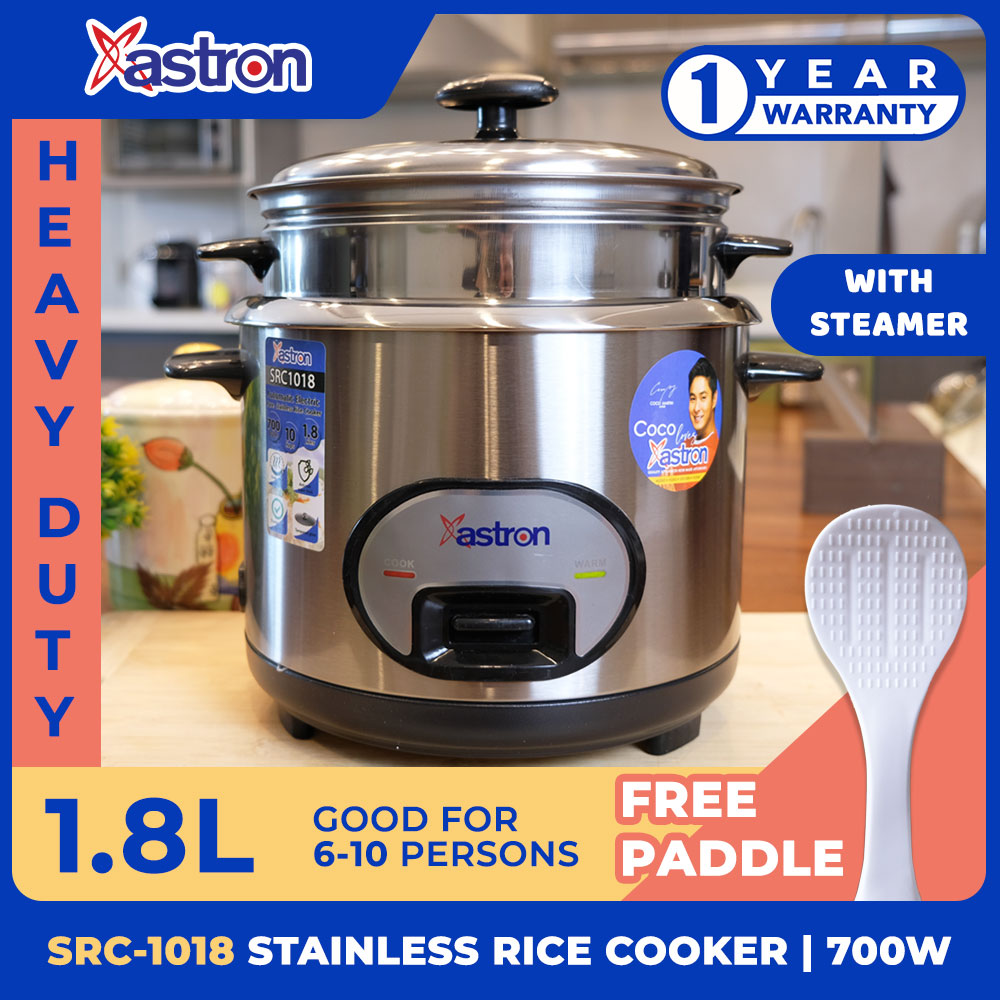ASTRON SRC-1018 1.8L Stainless Steel Rice Cooker with Steamer Astron