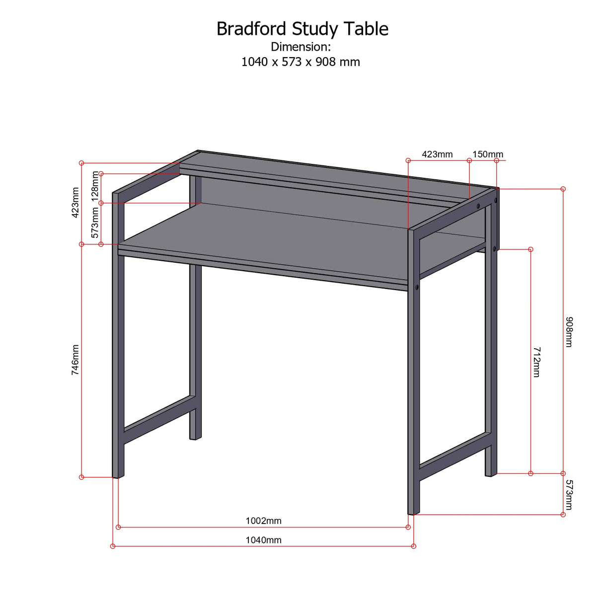 BRADFORD Study Table Affordahome