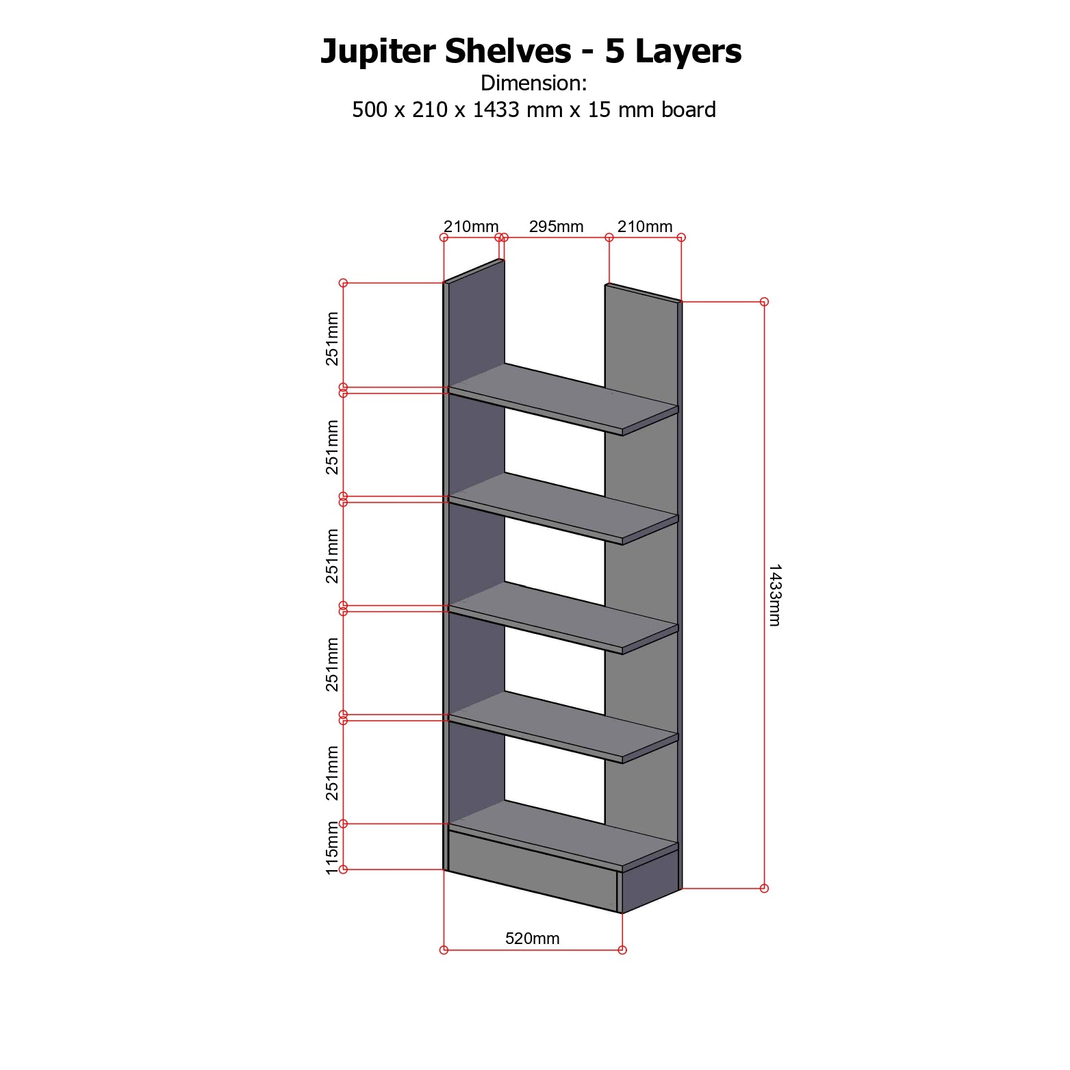 JUPITER Display Shelf 5 Layer AF Home