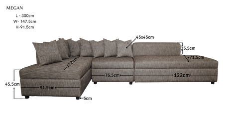 MEGAN L-Shape Fabric Sofa Furnigo