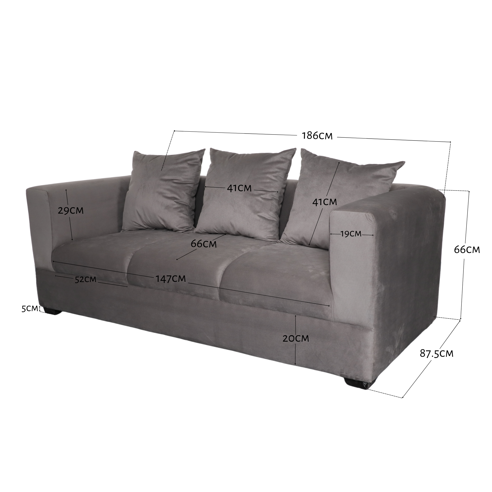 AIRIZ 3-Seater Fabric Sofa AF Home