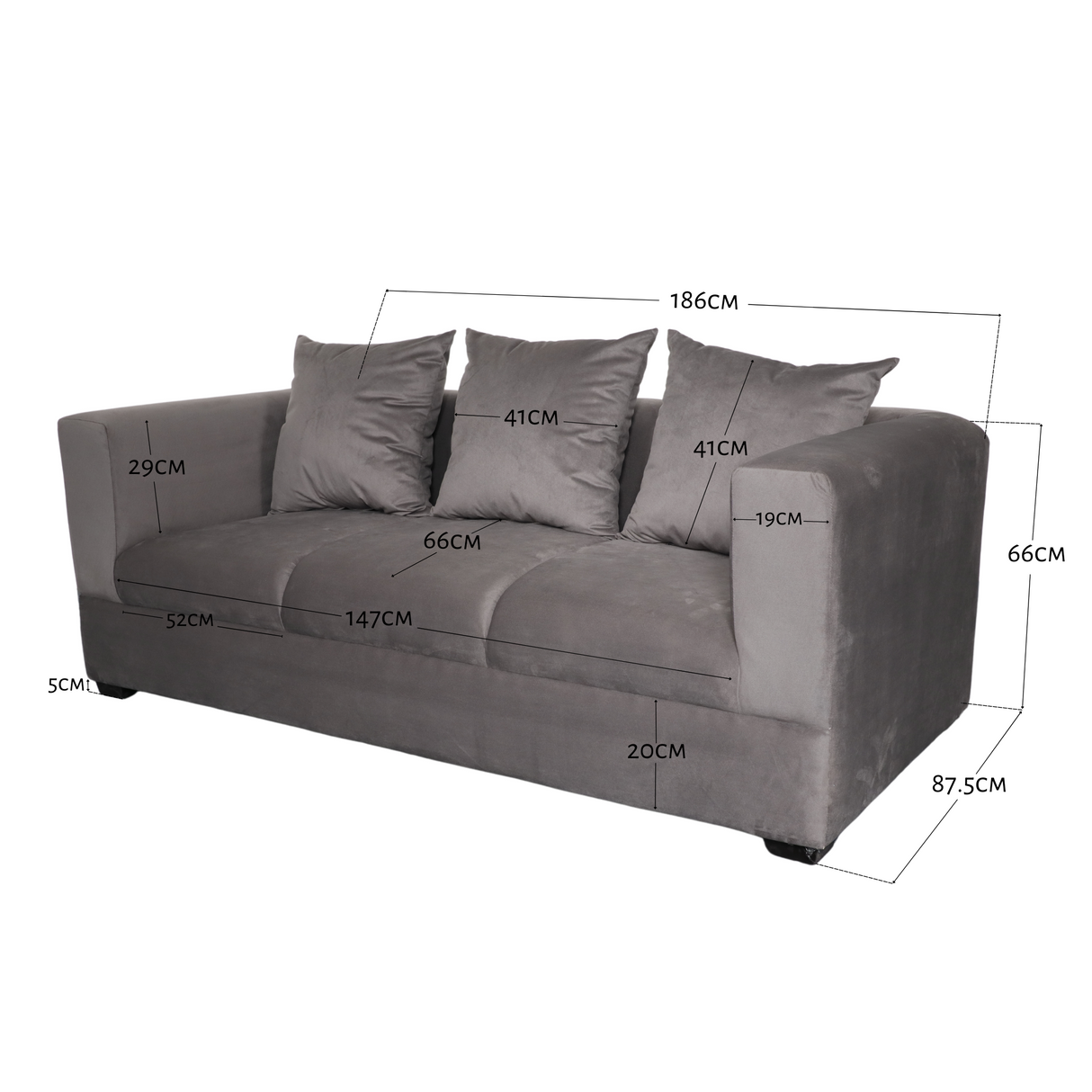 AIRIZ 3-Seater Fabric Sofa Furnigo