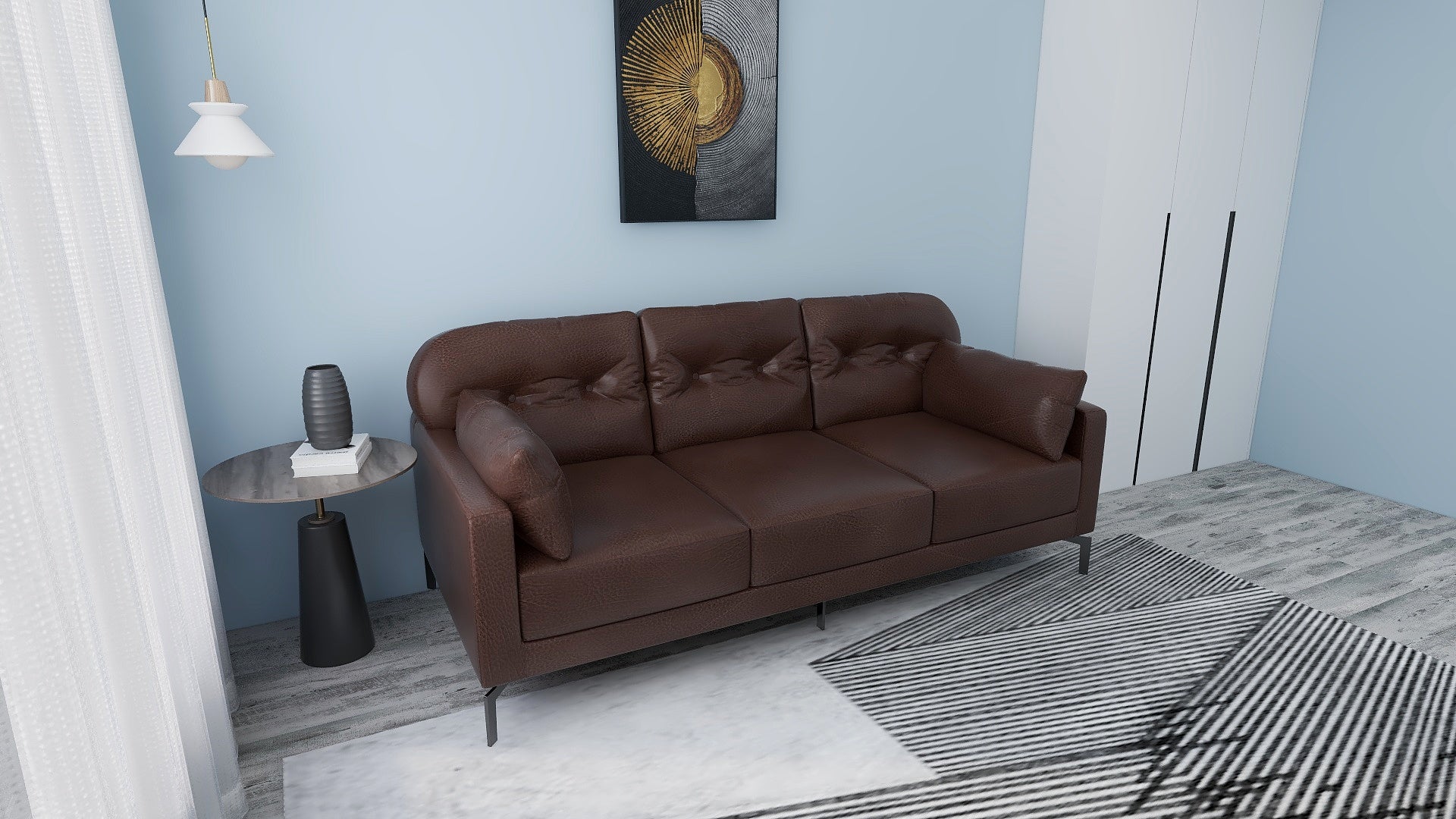 WILLY 3-Seater Leather Sofa AF Home