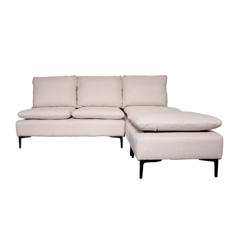 AMBERTON Armless 2-1 L-Shape Fabric Sofa with Ottoman Furnigo