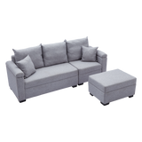 STELLA Fabric Sofa w/ Ottoman and Pillows Furnigo